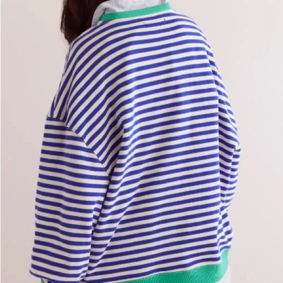 85. We The Free Striped Sweater with Green Trim - Picture 2 of 4